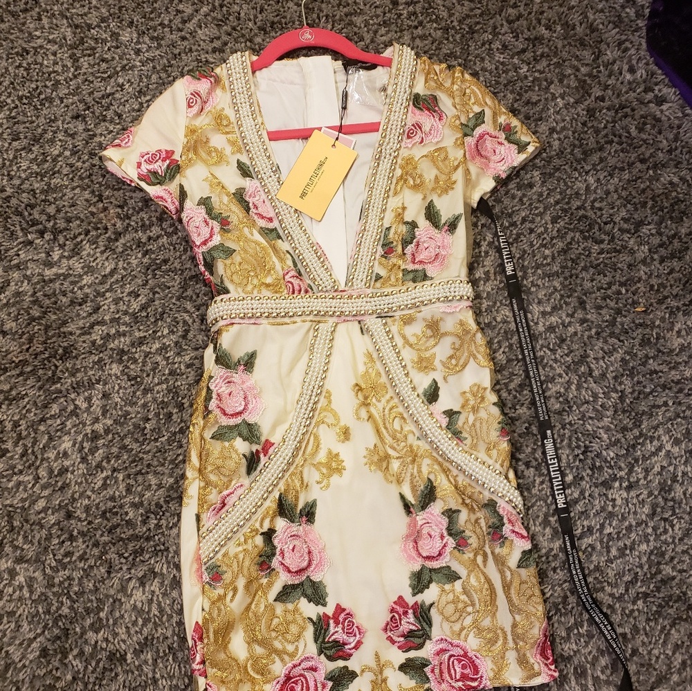 PLT Embroidered Pearl Bodycon Dress💗 NWT🦄